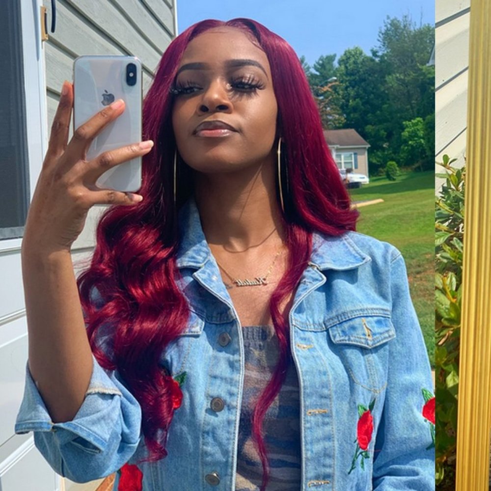 22 inch 99J Burgundy Body Wave Closure Wig
